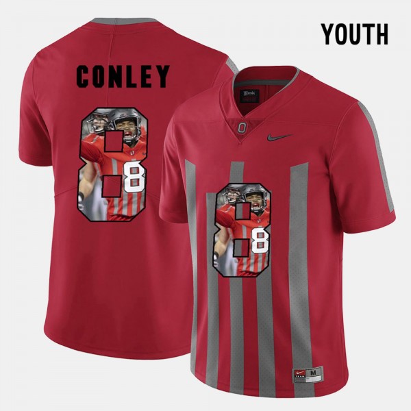 Ohio State Buckeyes Gareon Conley Youth #8 Red Pictorial Fashion College Football Jersey 2404YRRC3